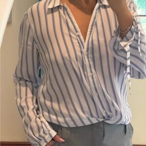 Abercrombie & Fitch Blue and White Striped Button Down Shirt